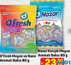 O'FRESH MEYVE VE NANE AROMALI SAKIZ 80 G fiyat ve kampanya bilgisi